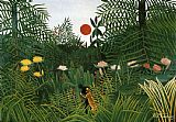 Henri Rousseau Negro Attacked by a Jaguar painting